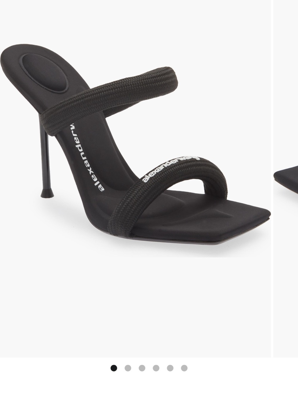Alexander Wang Black Double-Strap Square-Toe Stiletto Mule